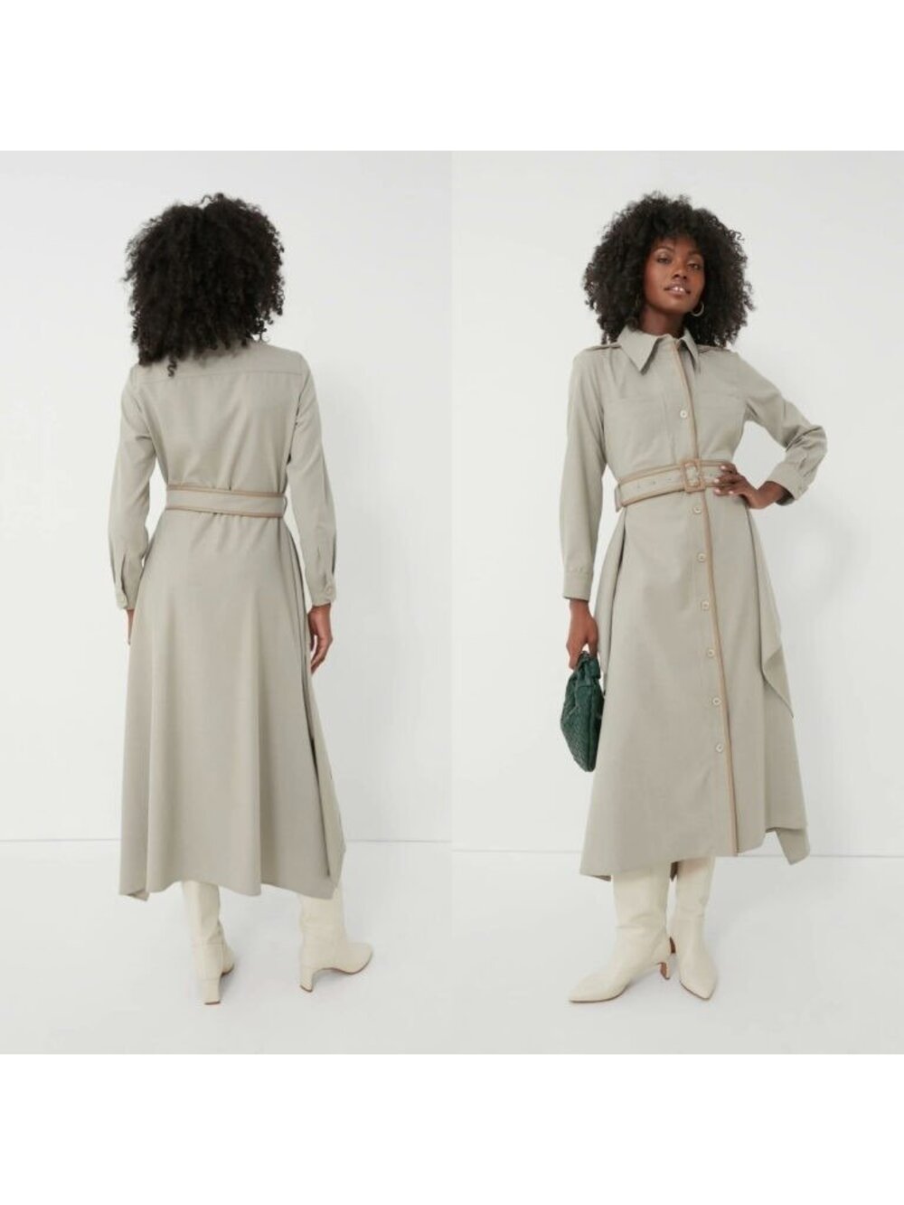 Tuckernuck Stone Belted Anita Dress size M Medium Long Sleeve Maxi Draped Sides